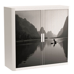Image PAPERFLOW easyOffice Black&White Rollladenschrank 61242 1 Fachboden 110,0 x 41,5 x 104,0 cm