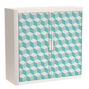 Image PAPERFLOW easyOffice Vintage Rollladenschrank 60964 2 Fachböden 110,0 x 41,5 x 104,0 cm