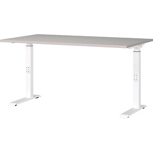 Image GERMANIA DOWNEY höhenverstellbarer Schreibtisch kaschmir rechteckig, C-Fuß-Gestell weiß 140,0 x 80,0 cm
