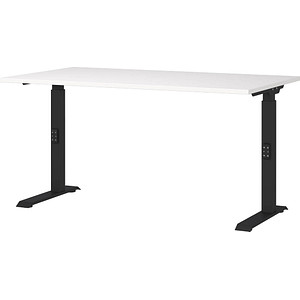 Image GERMANIA DOWNEY höhenverstellbarer Schreibtisch weiß rechteckig, C-Fuß-Gestell schwarz 140,0 x 80,0 cm