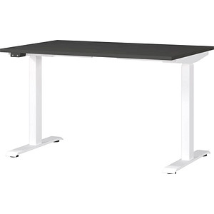 Image GERMANIA JET höhenverstellbarer Schreibtisch grafit rechteckig, T-Fuß-Gestell weiß 120,0 x 80,0 cm