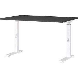 Image GERMANIA DOWNEY höhenverstellbarer Schreibtisch grafit rechteckig, C-Fuß-Gestell weiß 120,0 x 80,0 cm
