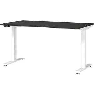 Image GERMANIA JET höhenverstellbarer Schreibtisch grafit rechteckig, T-Fuß-Gestell weiß 140,0 x 80,0 cm