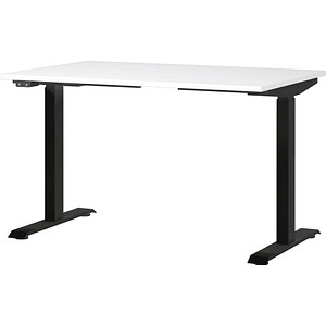 Image GERMANIA JET höhenverstellbarer Schreibtisch weiß rechteckig, T-Fuß-Gestell schwarz 120,0 x 80,0 cm