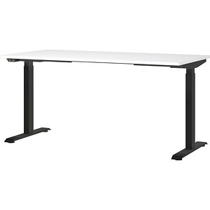 Image GERMANIA JET höhenverstellbarer Schreibtisch weiß rechteckig, T-Fuß-Gestell schwarz 160,0 x 80,0 cm