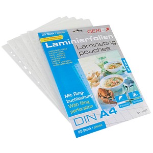 Image 25 GENIE Laminierfolien glänzend für A4 125 micron Universal-Lochung