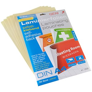 Image 25 GENIE Laminierfolien glänzend für A4 80 micron selbstklebender Rücken