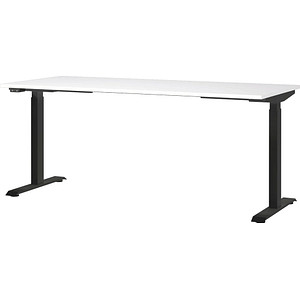 Image GERMANIA JET höhenverstellbarer Schreibtisch weiß rechteckig, T-Fuß-Gestell schwarz 180,0 x 80,0 cm