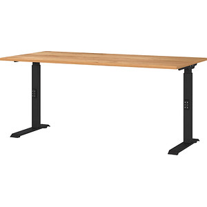 Image GERMANIA DOWNEY höhenverstellbarer Schreibtisch navarra-eiche rechteckig, C-Fuß-Gestell schwarz 160,0 x 80,0 cm