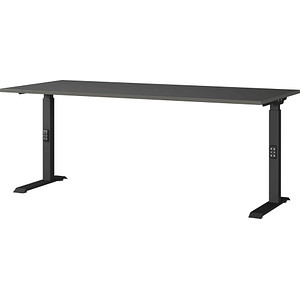 Image GERMANIA DOWNEY höhenverstellbarer Schreibtisch grafit rechteckig, C-Fuß-Gestell schwarz 180,0 x 80,0 cm