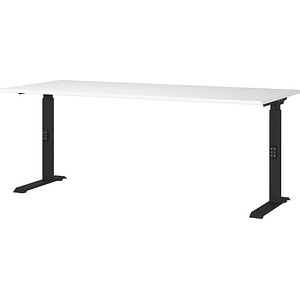 Image GERMANIA DOWNEY höhenverstellbarer Schreibtisch weiß rechteckig, C-Fuß-Gestell schwarz 180,0 x 80,0 cm