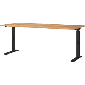 Image GERMANIA DOWNEY höhenverstellbarer Schreibtisch navarra-eiche rechteckig, C-Fuß-Gestell schwarz 180,0 x 80,0 cm