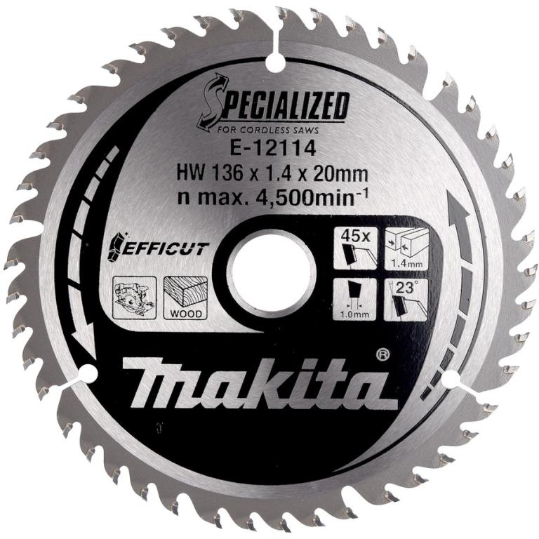 Image MAKITA Circular saw blade EFFICUT E-12136 O 136 x 1.4 20mm 45Z