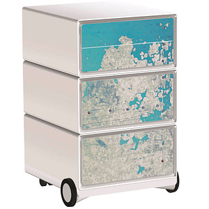 Image PAPERFLOW easyOffice Industrial Rollcontainer weiß, bunt 4 Auszüge 39,0 x 43,6 x 64,2 cm