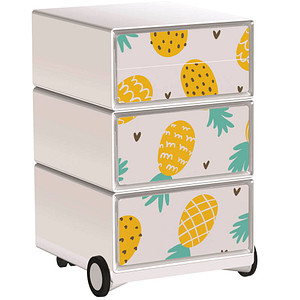 Image PAPERFLOW easyOffice Tropical Rollcontainer weiß, bunt 4 Auszüge 39,0 x 43,6 x 64,2 cm