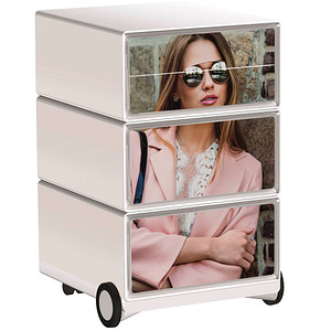Image PAPERFLOW easyOffice Classic Chic Rollcontainer weiß, bunt 4 Auszüge 39,0 x 43,6 x 64,2 cm