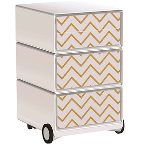 Image PAPERFLOW easyOffice Classic Chic Rollcontainer weiß, bunt 4 Auszüge 39,0 x 43,6 x 64,2 cm