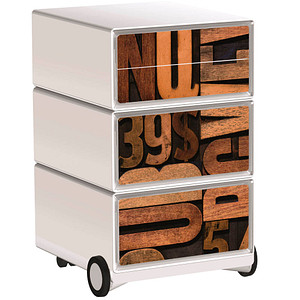 Image PAPERFLOW easyOffice Industrial Rollcontainer weiß, bunt 4 Auszüge 39,0 x 43,6 x 64,2 cm