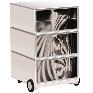 Image PAPERFLOW easyOffice Black & White Rollcontainer weiß, schwarz 4 Auszüge 39,0 x 43,6 x 64,2 cm