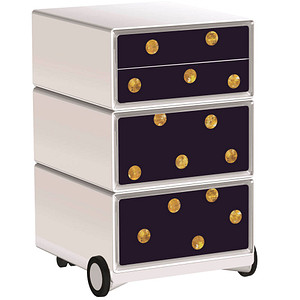 Image PAPERFLOW easyOffice Classic Chic Rollcontainer weiß, bunt 4 Auszüge 39,0 x 43,6 x 64,2 cm