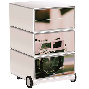 Image PAPERFLOW easyOffice Vintage Rollcontainer weiß, bunt 4 Auszüge 39,0 x 43,6 x 64,2 cm