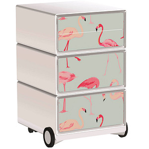 Image PAPERFLOW easyOffice Tropical Rollcontainer weiß, bunt 4 Auszüge 39,0 x 43,6 x 64,2 cm