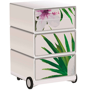 Image PAPERFLOW easyOffice Tropical Rollcontainer weiß, bunt 4 Auszüge 39,0 x 43,6 x 64,2 cm