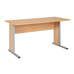 Image MÖBELPARTNER Schreibtisch buche rechteckig Kufen-Gestell silber 140,0 x 65,0 cm
