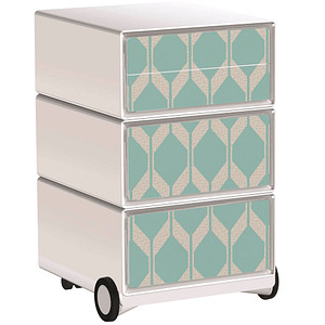 Image PAPERFLOW easyOffice Vintage Rollcontainer weiß, bunt 4 Auszüge 39,0 x 43,6 x 64,2 cm
