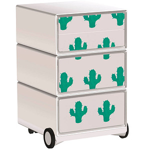 Image PAPERFLOW easyOffice Tropical Rollcontainer weiß, bunt 4 Auszüge 39,0 x 43,6 x 64,2 cm