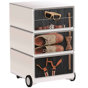 Image PAPERFLOW easyOffice Classic Chic Rollcontainer weiß, bunt 4 Auszüge 39,0 x 43,6 x 64,2 cm