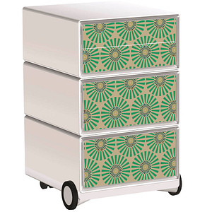 Image PAPERFLOW easyOffice Vintage Rollcontainer weiß, bunt 4 Auszüge 39,0 x 43,6 x 64,2 cm