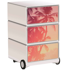 Image PAPERFLOW easyOffice Tropical Rollcontainer weiß, bunt 4 Auszüge 39,0 x 43,6 x 64,2 cm