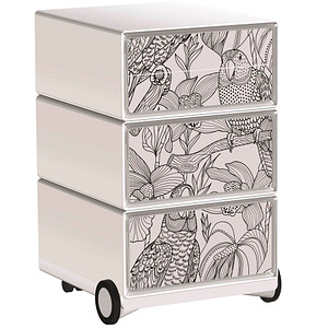 Image PAPERFLOW easyOffice Tropical Rollcontainer weiß, bunt 4 Auszüge 39,0 x 43,6 x 64,2 cm