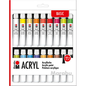 Image Marabu Acrylfarben-Set, 18 x 12 ml, farbig sortiert