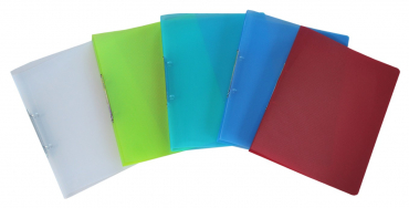 Image EXXO by HFP Ringbuch / Ringmappe / Ringordner, A4, aus PP, mit 2er Rundringmechanik und selbstklebenden Rückenschild, Farbe: transparent farbig sortiert– 5 Stück