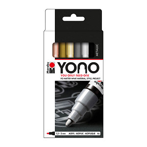 Image Marabu Acrylmarker "YONO", 1,5 - 3,0 mm, 4er Set METAL