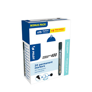 Image 15 + 5 GRATIS: PILOT 400 Permanentmarker schwarz 1,0 - 4,0 mm, 15 St. + GRATIS 5 St.