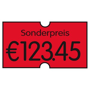 Image PrinterLabels AS Preisetiketten leuchtrot permanent 21,6 x 12,0 mm, 14 Rollen