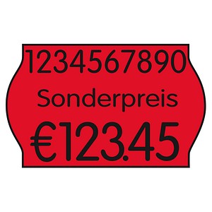 Image PrinterLabels AS Preisetiketten leuchtrot permanent 26,0 x 16,0 mm, 12 Rollen