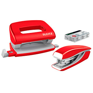 Image LEITZ Heftgerät- & Locher-Set Mini NeXXt WOW, rot