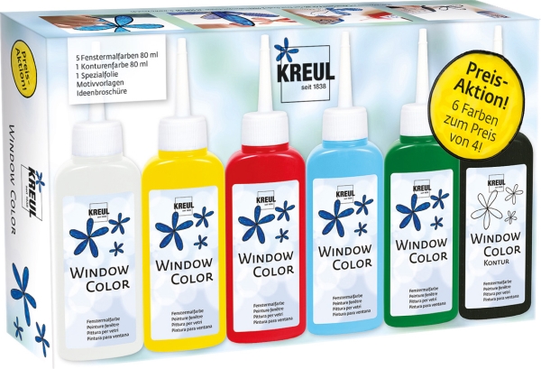 Image KREUL Fenstermalfarben farbsortiert 6x 80,0 ml