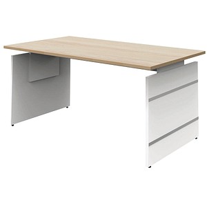 Image Kerkmann höhenverstellbarer Schreibtisch ahorn rechteckig Wangen-Gestell weiß 160,0 x 80,0 cm