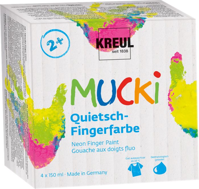 Image KREUL Quietsch-Fingerfarbe "MUCKI", 150 ml, 4er-Set