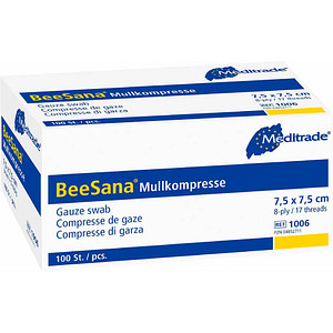 Image Meditrade® Mull-Kompressen BeeSana® 1006 weiß 7,5 x 7,5 cm, 100 St.