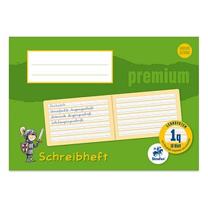 Image Staufen® Schreiblernheft Premium Lineatur 1q (1.Schuljahr) liniert DIN A5 quer Rand rundum, 16 Blatt