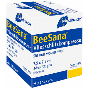 Image Meditrade® Vlies-Kompressen BeeSana® 1243 weiß 7,5 x 7,5 cm, 50 St.