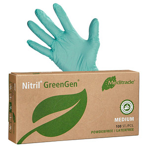 Image Meditrade® unisex Einmalhandschuhe Nitril® GreenGen® grün Größe M 100 St.