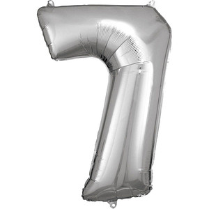 Image amscan® Folienballon Zahl 7 silber, 1 St.