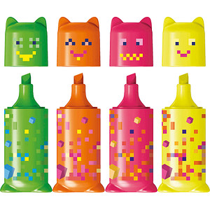 Image Maped Textmarker Mini PIXEL PARTY, 4er Blister